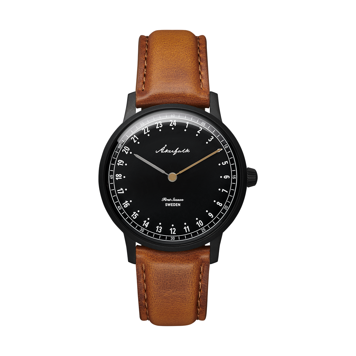 First Season Matte Black Black with Lt Brown Leather